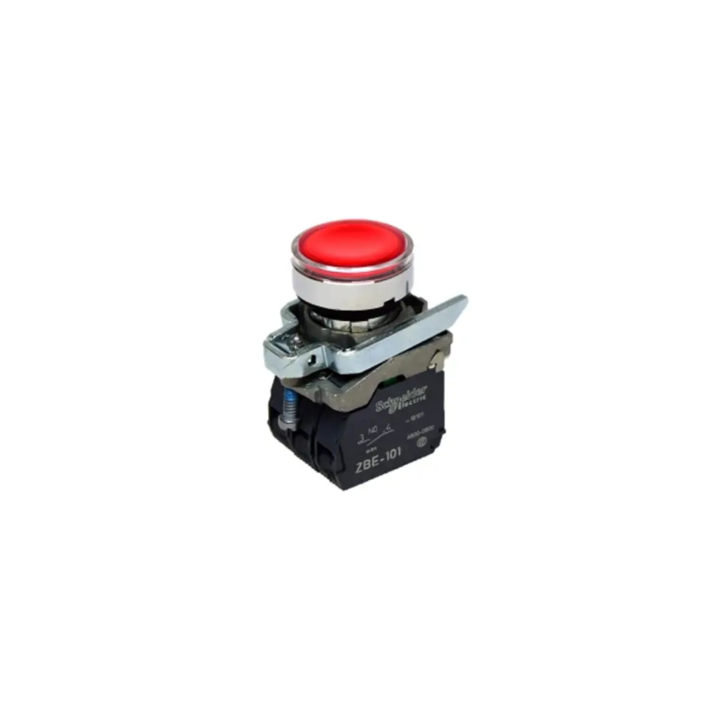 Pulsador luminoso rasante rojo 22mm 220VAC NA+NC